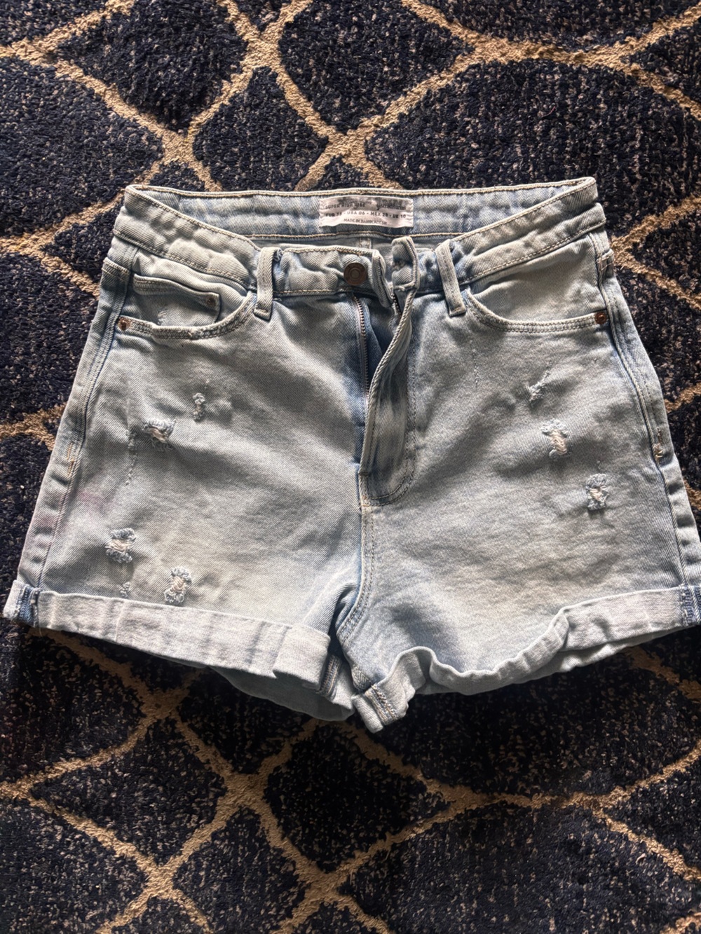 High-Rise Light Blue Denim Women's Shorts
